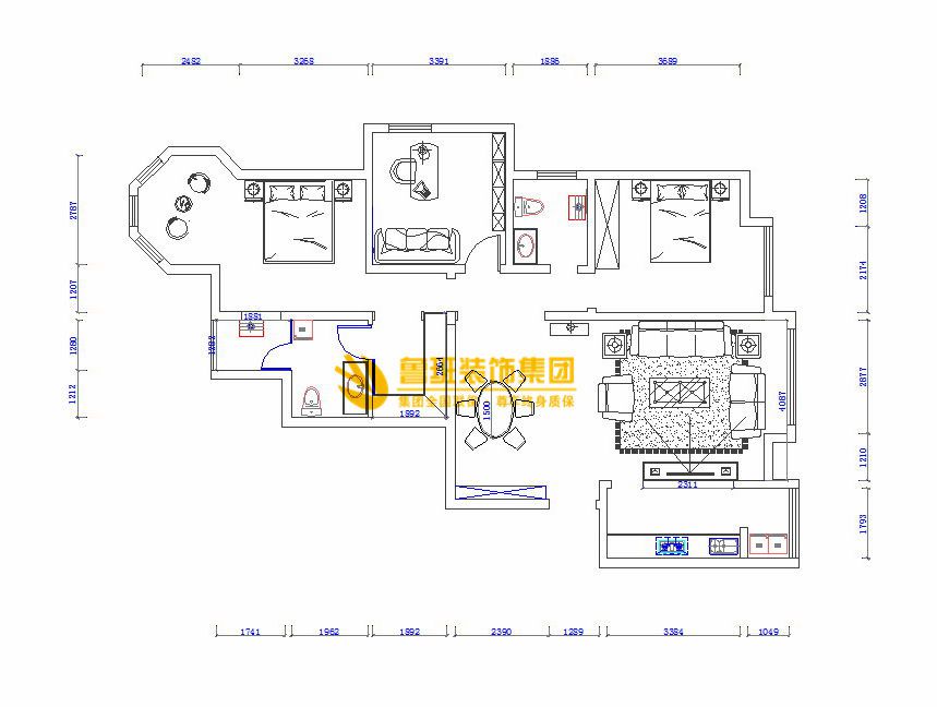 西安鲁班装饰白桦林间150平米三居室装修美式风格案例赏析